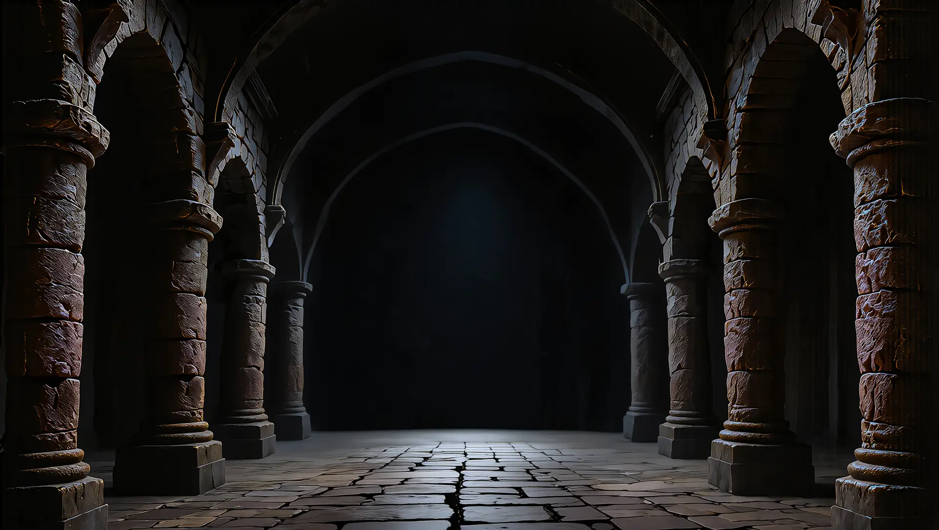 Mystischer Hintergrund mit steinernen Bögen
